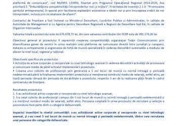 Anunţ de presă-Finalizarea proiectului ,,Inovare prin dezvoltare şi implementare platformă de comunicare”