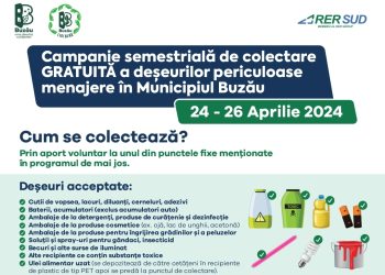 Primăria Buzău și RER SUD desfășoară prima campanie din acest an dedicată colectării gratuite a deșeurilor periculoase