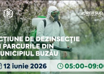 Primăria Buzău anunță organizarea unei acțiuni de dezinsecție în toate parcurile din municipiu, pe 12 iunie 2026