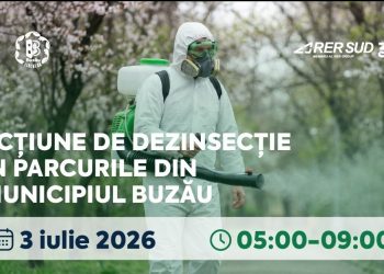 Primăria Buzău anunță organizarea unei acțiuni de dezinsecție în toate parcurile din municipiu, pe 3 iulie 2026