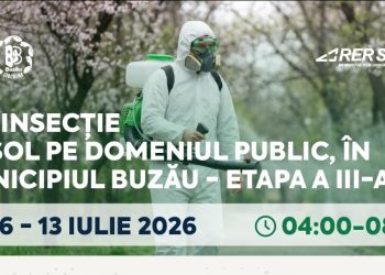 Primăria Buzău, anunț privind etapa a III-a de dezinsecție la sol pe domeniul public, programată între 6 și 13 iulie 2026