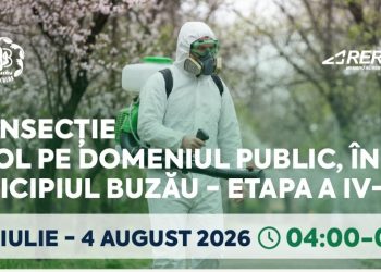 Primăria Buzău, anunț privind etapa a IV-a de dezinsecție la sol pe domeniul public, programată între 27 iulie și 4 august 2026