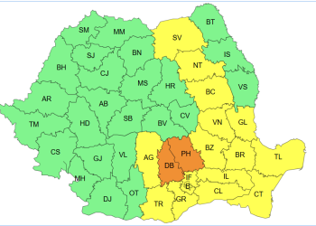 Buzăul, sub cod galben de ploi torențiale și vijelii. ANM avertizează asupra fenomenelor meteo severe