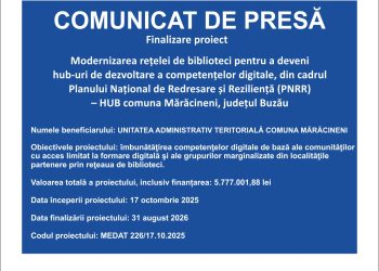 Comunicat de presă – Modernizarea rețelei de biblioteci pentru a deveni hub-uri de dezvoltare a competențelor digitale – Finalizare proiect