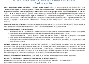 Comunicat de presă – PNRR: Fonduri pentru România modernă și reformată – Finalizare proiect