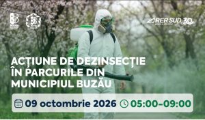 Primăria Buzău, anunț privind organizarea unei acțiuni de dezinsecție în toate parcurile din municipiu, pe 09 octombrie 2026