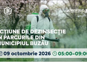Primăria Buzău, anunț privind organizarea unei acțiuni de dezinsecție în toate parcurile din municipiu, pe 09 octombrie 2026