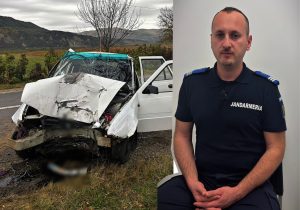 VIDEO A oprit să ajute victimele unui accident. Gestul unui jandarm din Buzău